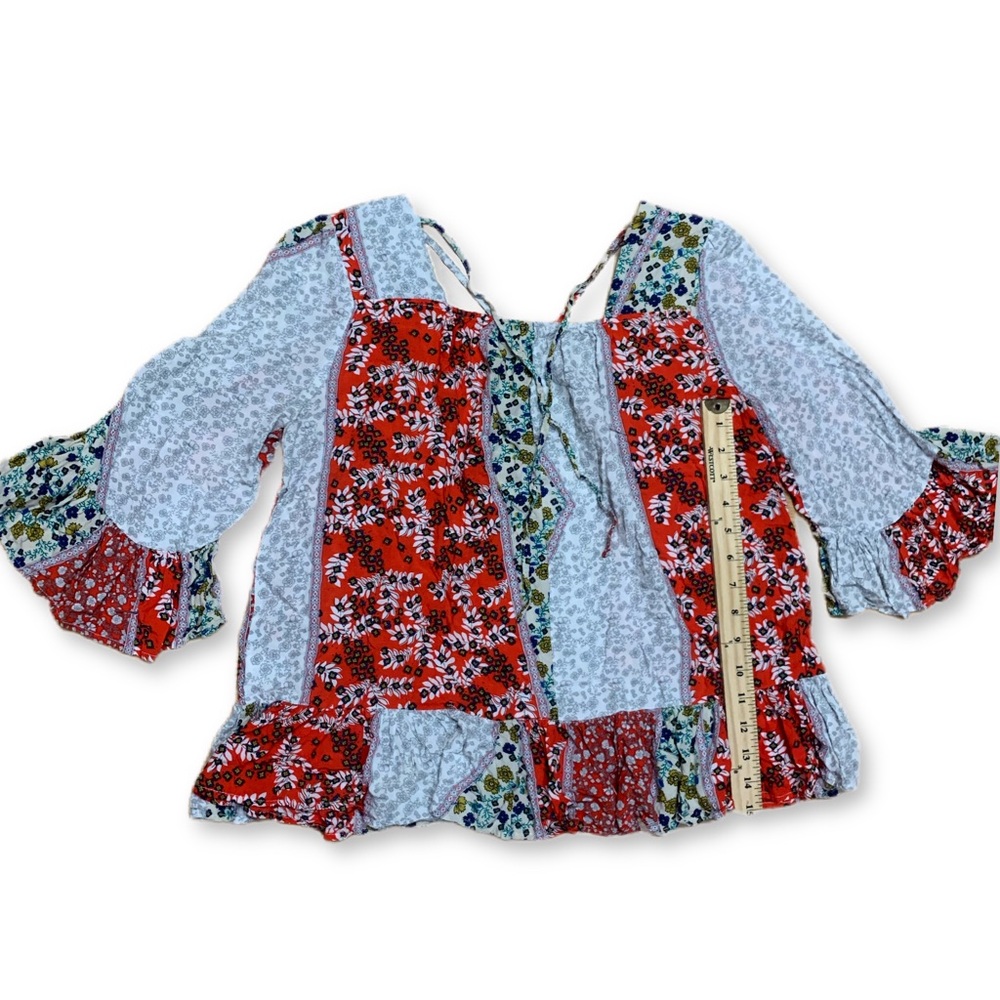 Entro Bohemian Cotton Blouse Flare Sleeve M